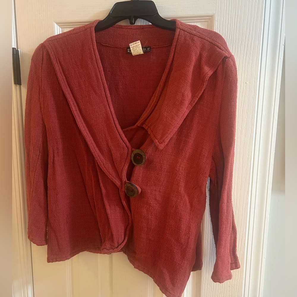 Red Button-Up Cardigan - Picture 2 of 2